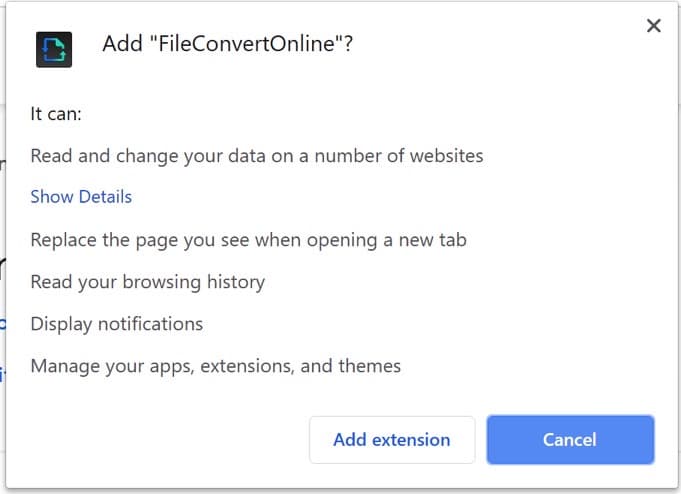 FileConvertOnline browser permissions