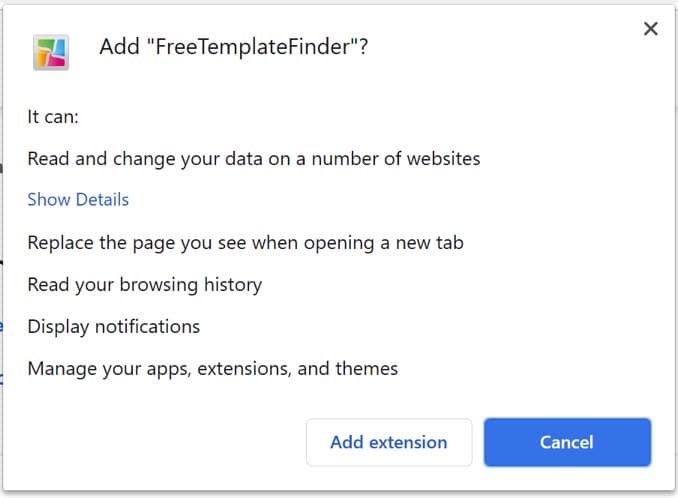 FreeTemplateFinder browser permissions