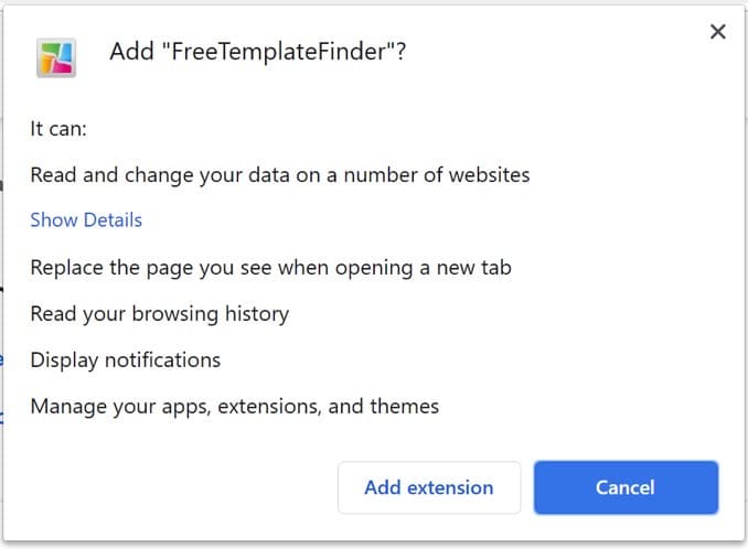 FreeTemplateFinder хөтчийн зөвшөөрөл