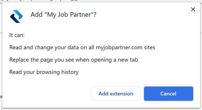 My Job Partner browser permissions