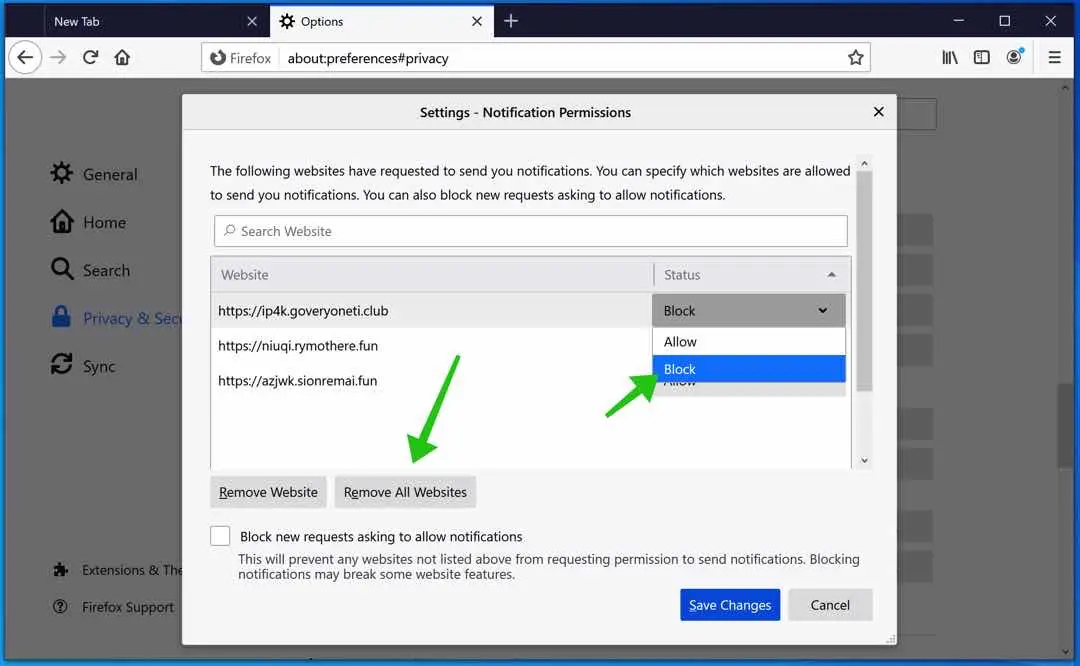block notifications firefox