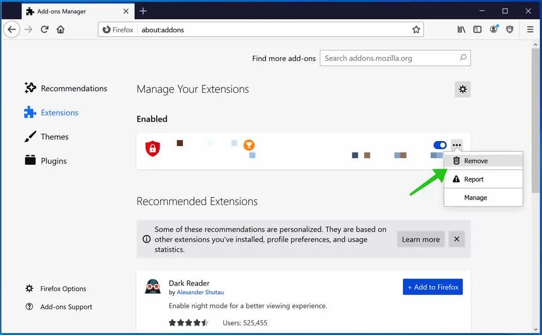 firefox addons removal
