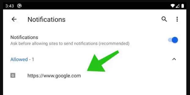 google chrome android notification website settings