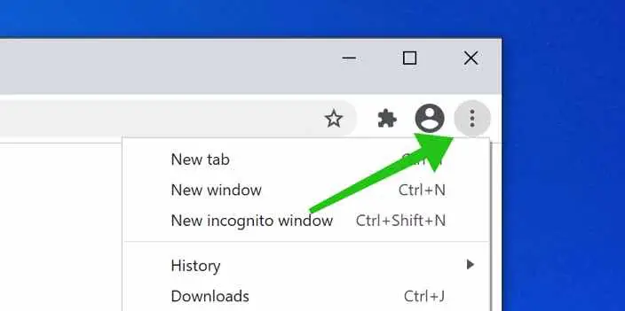 google chrome menu