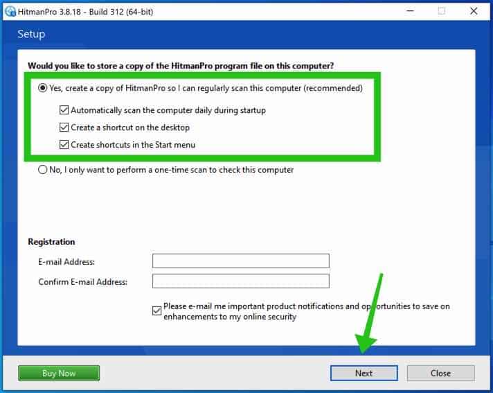 pagbutang hitmanpro scan setting