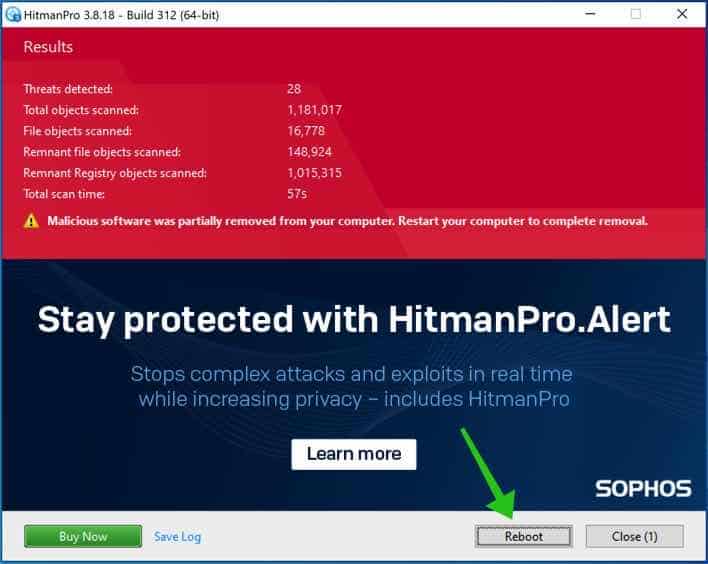 hitmanpro redémarrer l'ordinateur