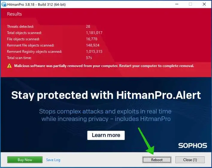 hitmanpro reboot computer