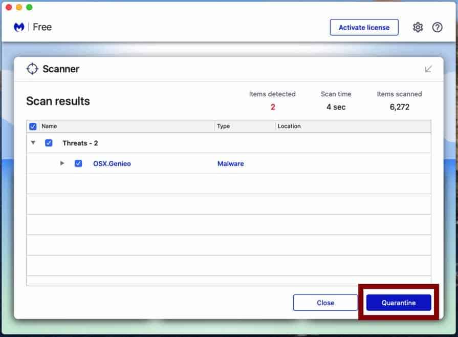 I-malwarebyte ye-mac isusa i-malware