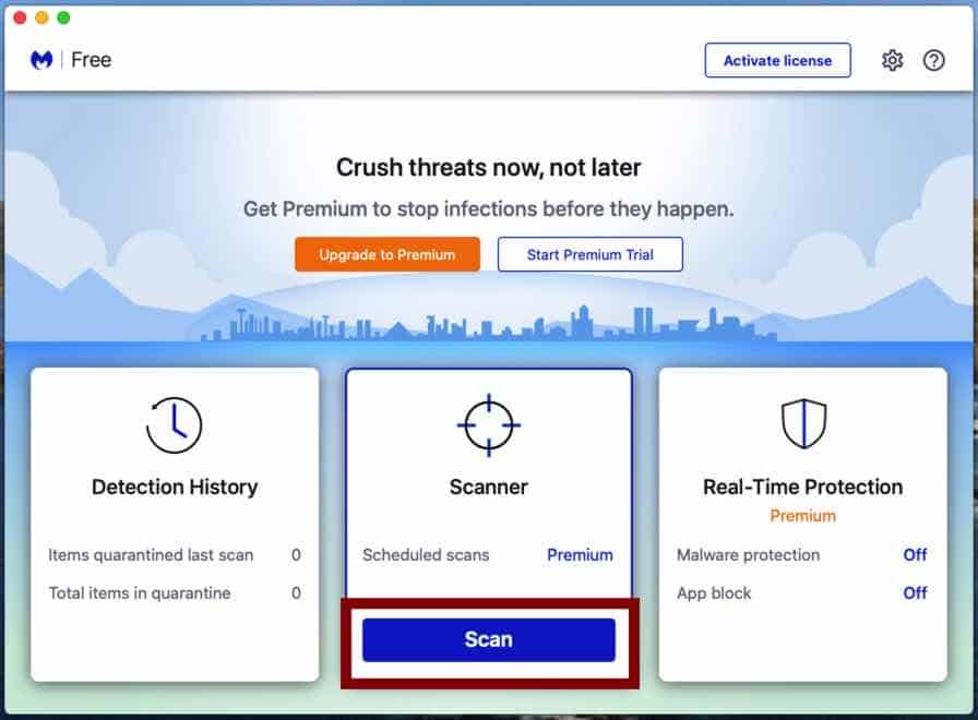 malwarebytes for Mac start scan