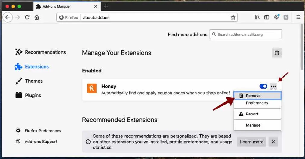remove addon from firefox mac
