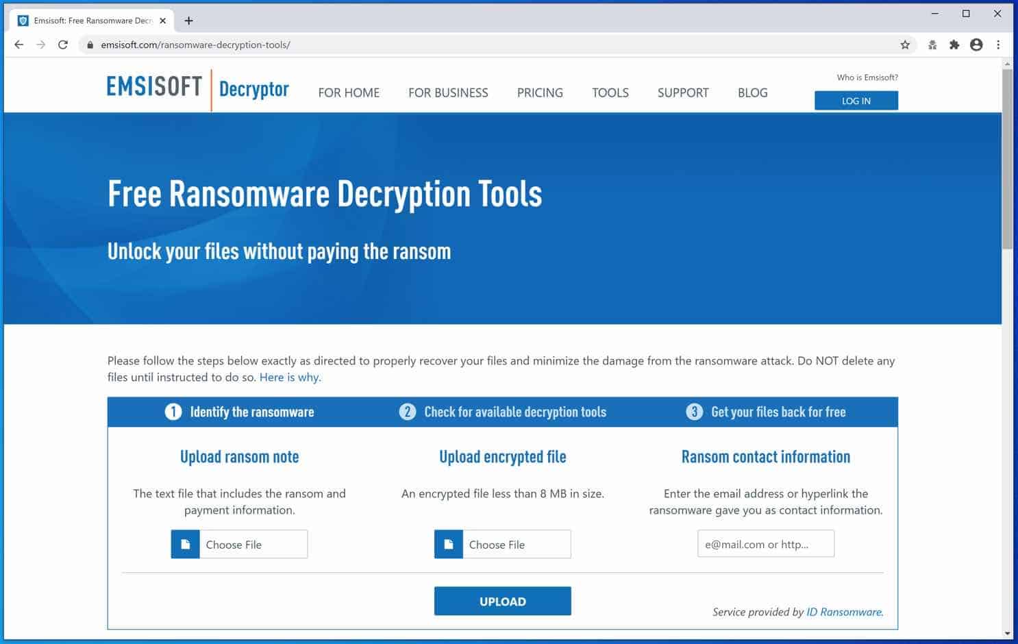 herramientas de descifrado de ransomware emsisoft