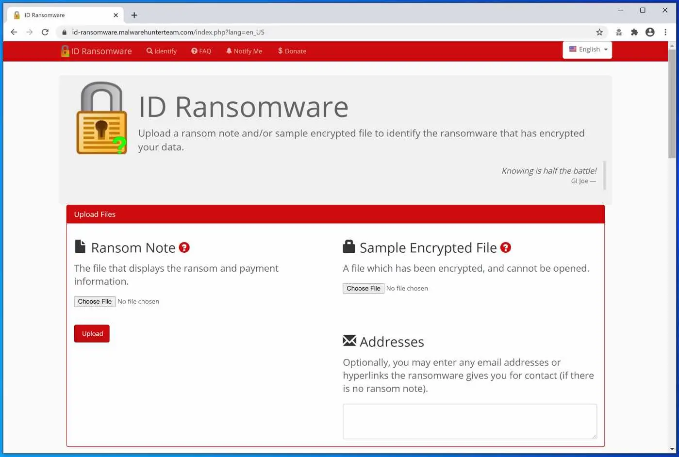 id-ransomware website