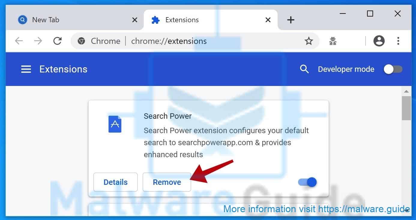 Search Power browser extension removal google chrome