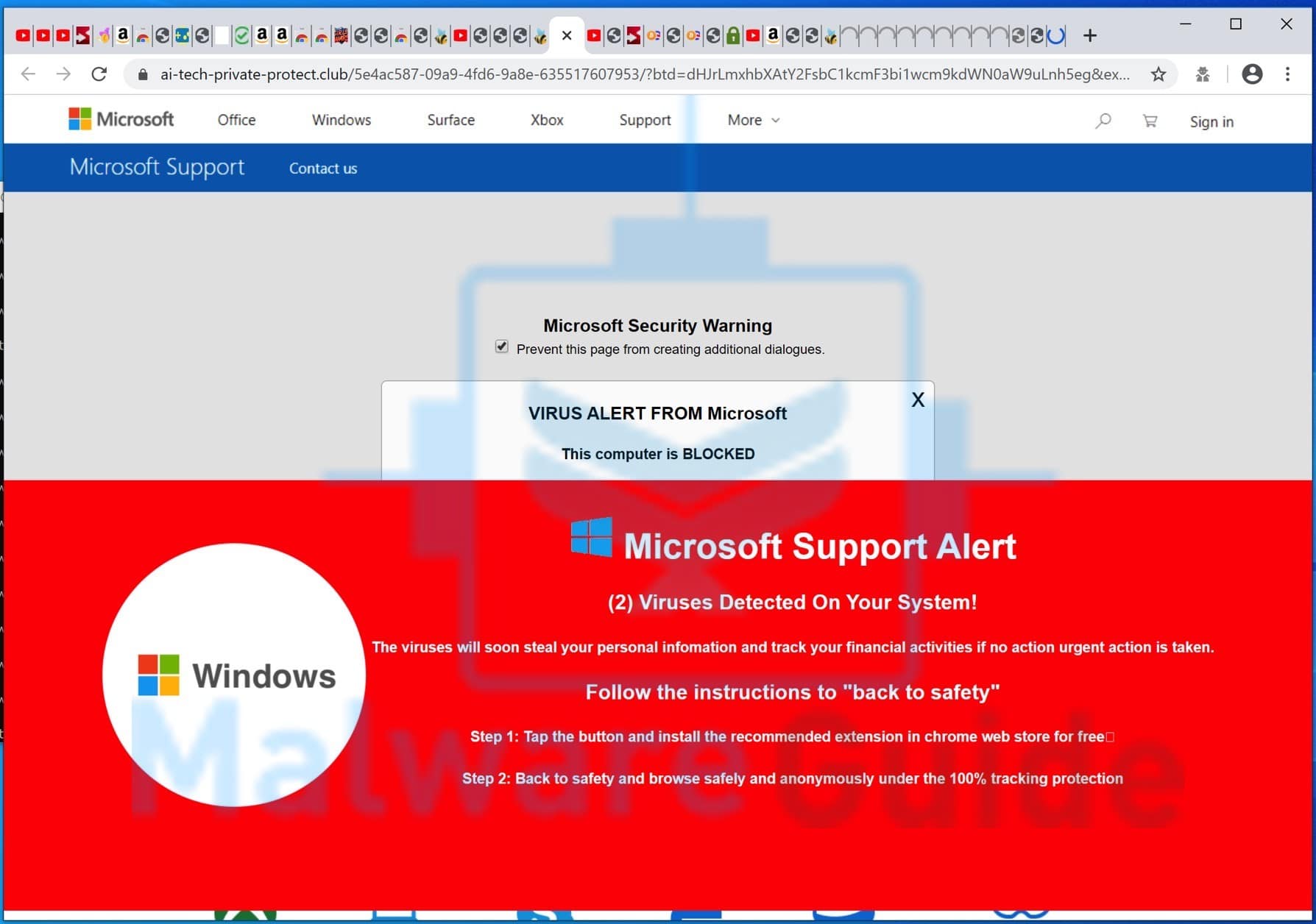 upozorenje o virusu od Microsofta