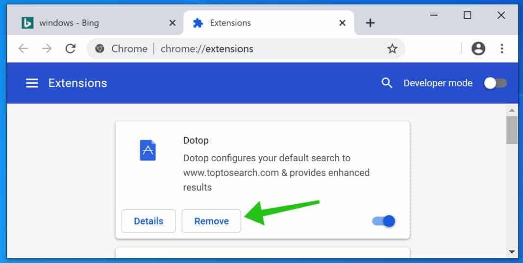 Dotop extension removal google chrome