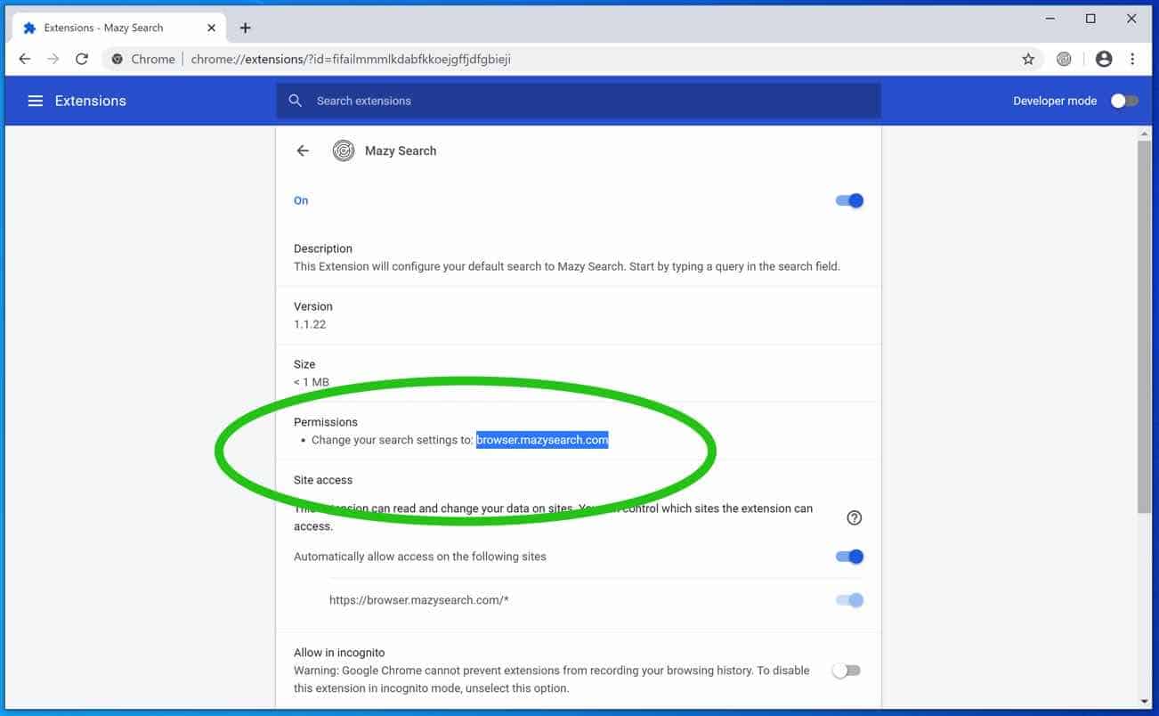 Mazy Search extension removal google chrome