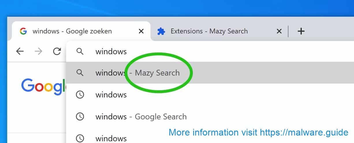 Mazy Search google chrome