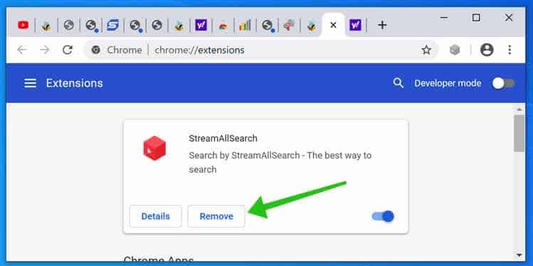 StreamAllSearch browser extension removal