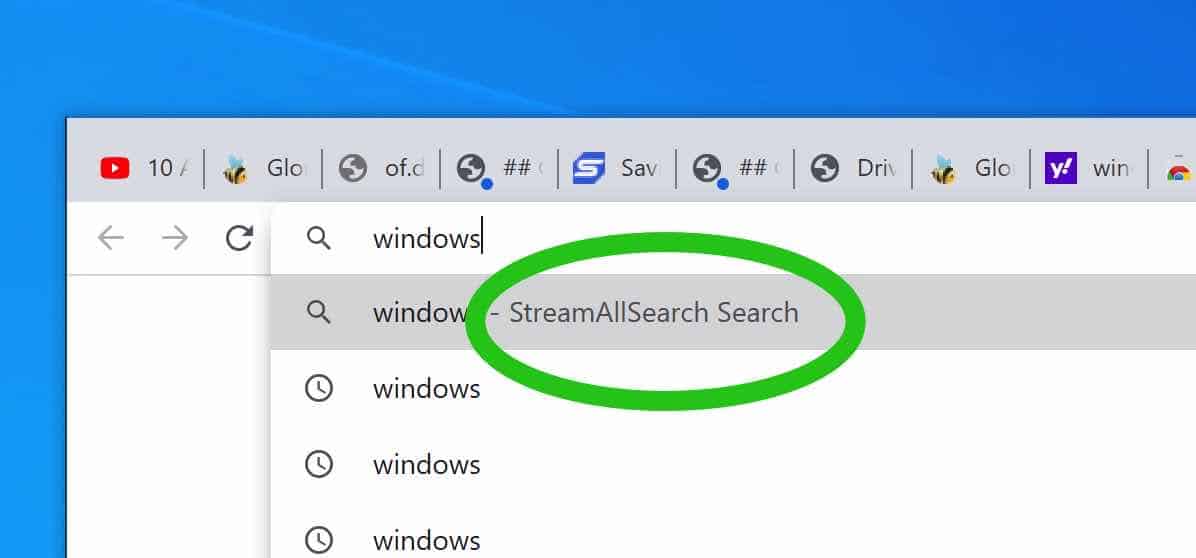 StreamAllSearch browser hijacker