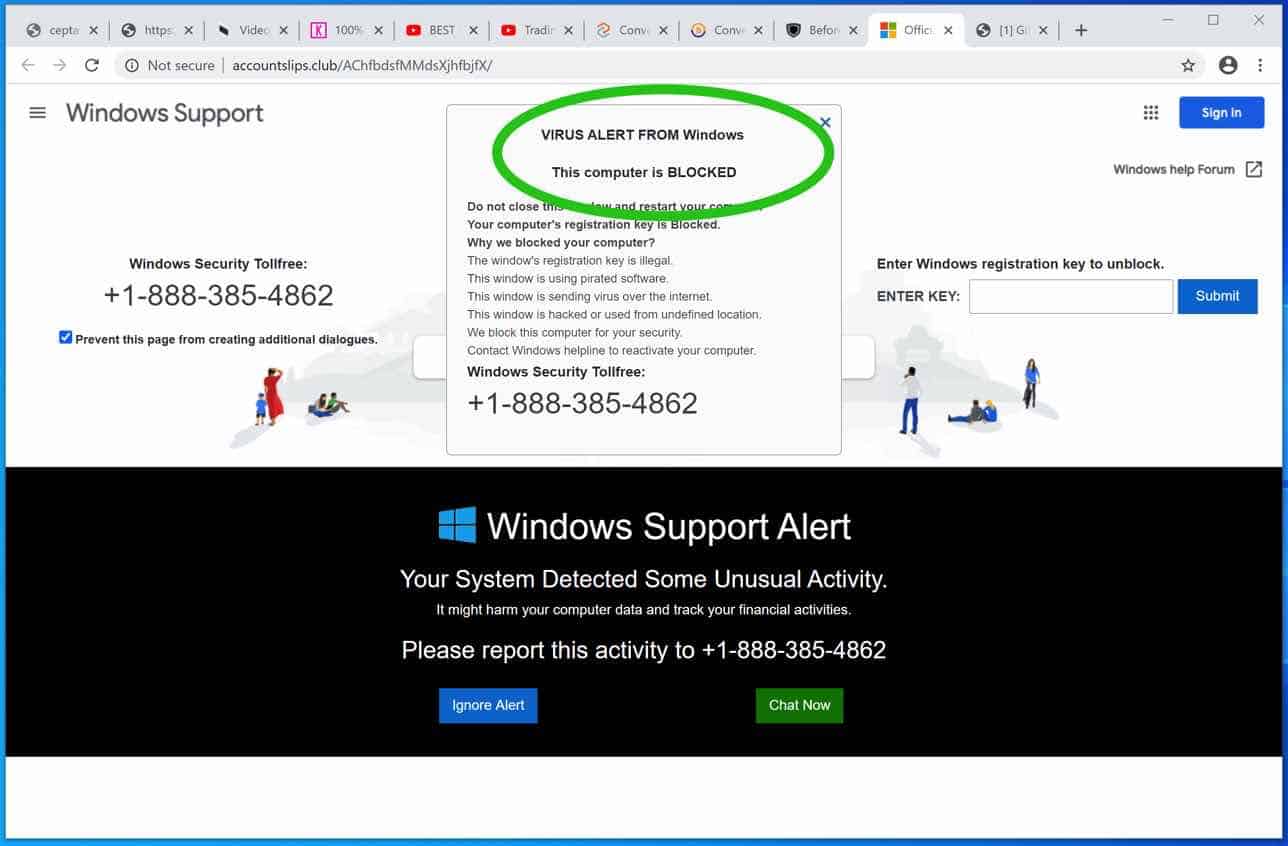 A virus has been detected on your computer
