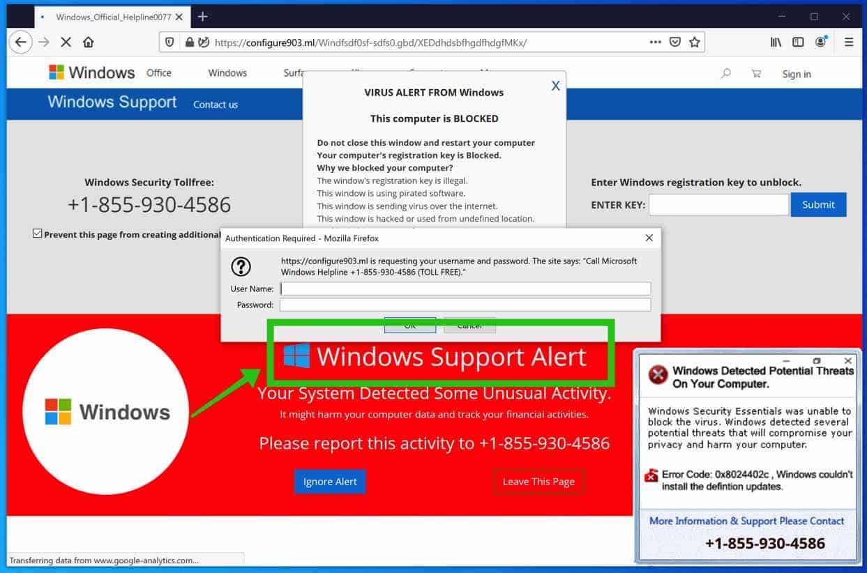 Windows Support alert virus