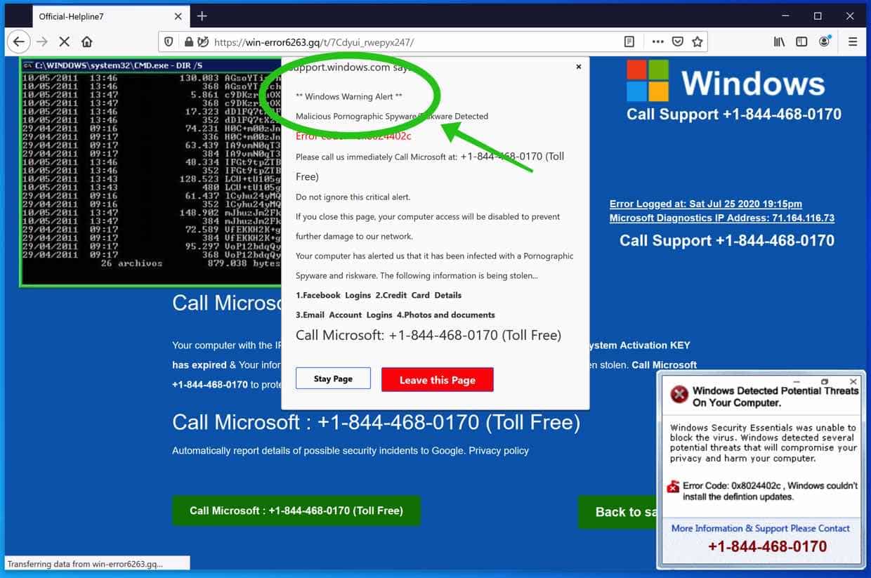 Windows Warning alert pop-up