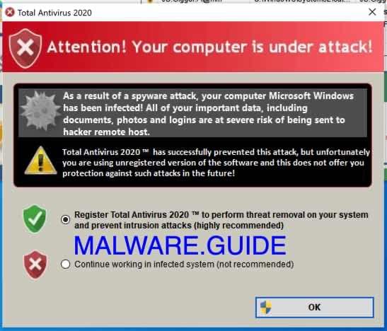 total antivirus 2020 fake virus alert