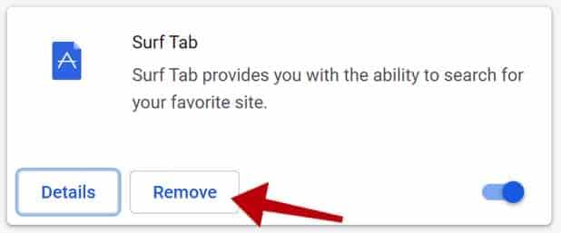 Surf Tab extension removal google chrome