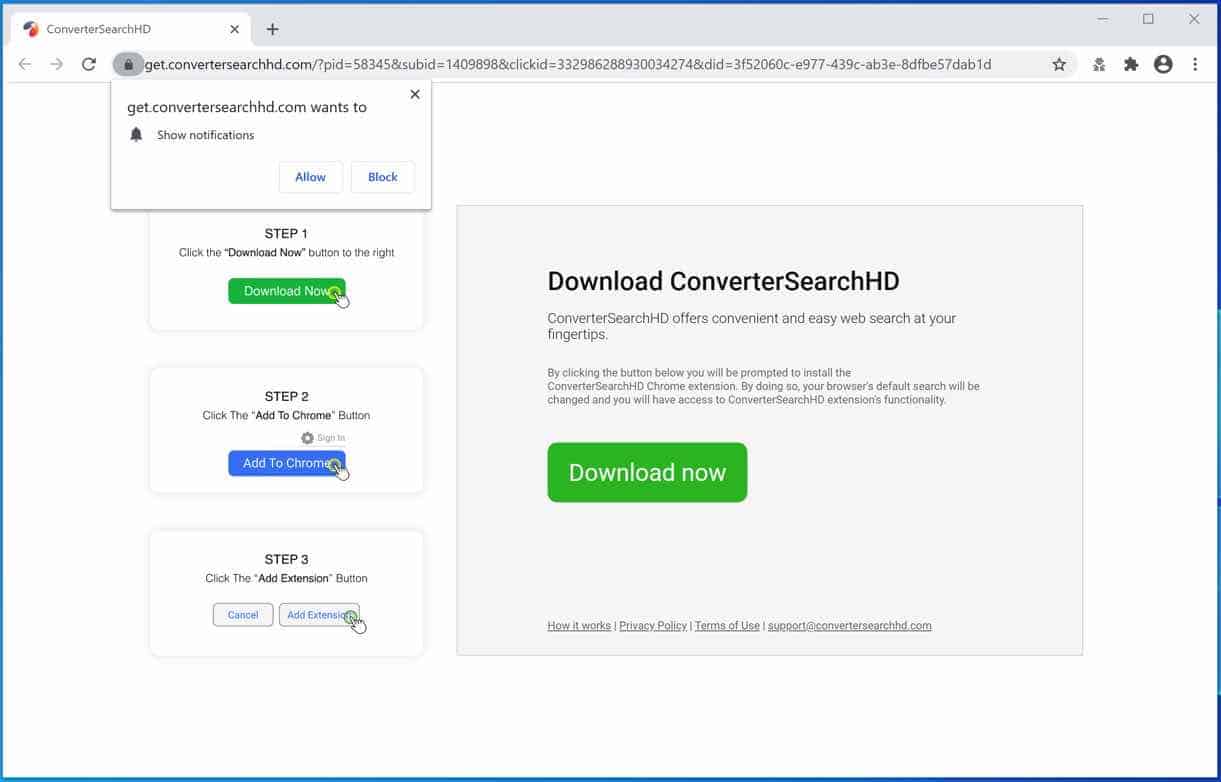 ConverterSearchHD.com popup