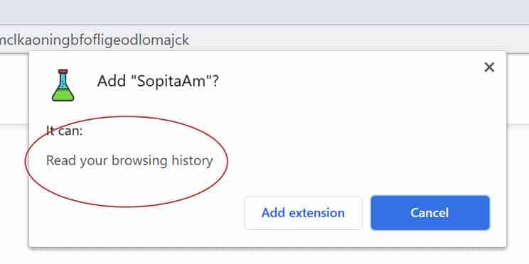 SopitaAm extension permissions google chrome