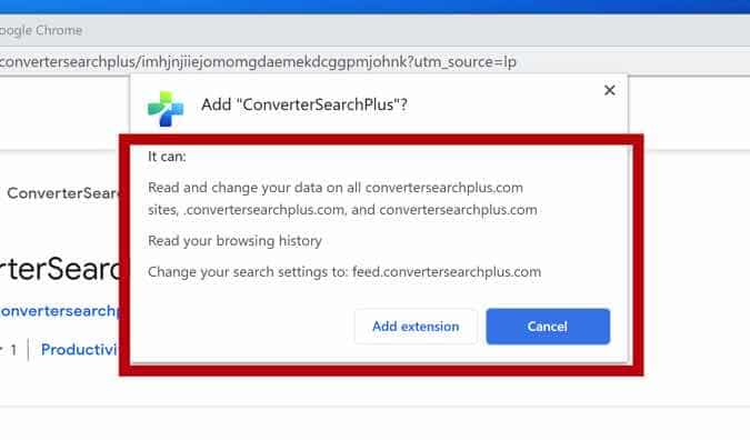 ConverterSearchPlus browser permissions