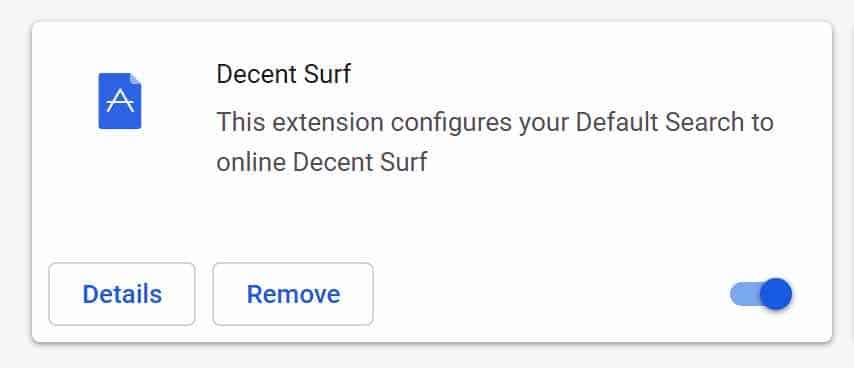 Remove Decent Surf extension