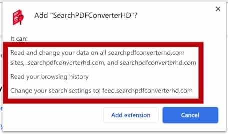 SearchPDFConverterHD browser permissions