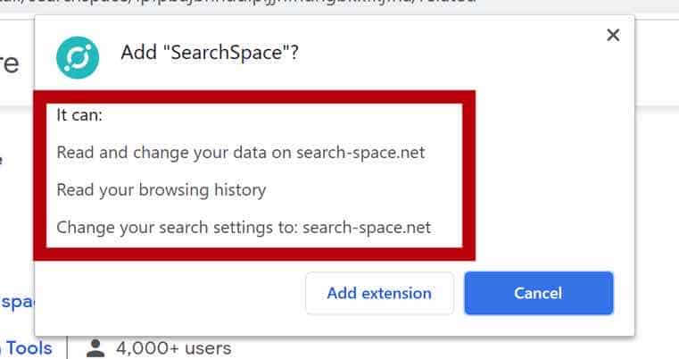 Permisiunile browserului SearchSpace