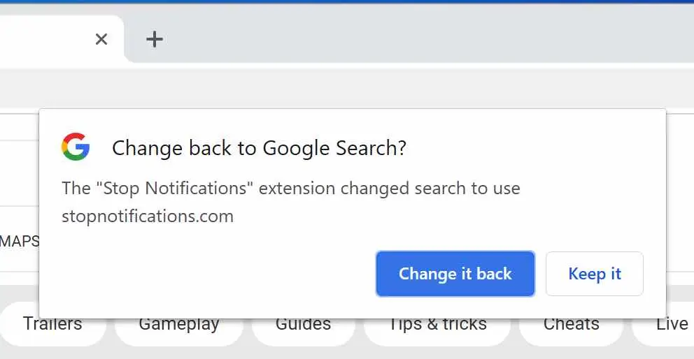 Stopnotifications.com default search engine