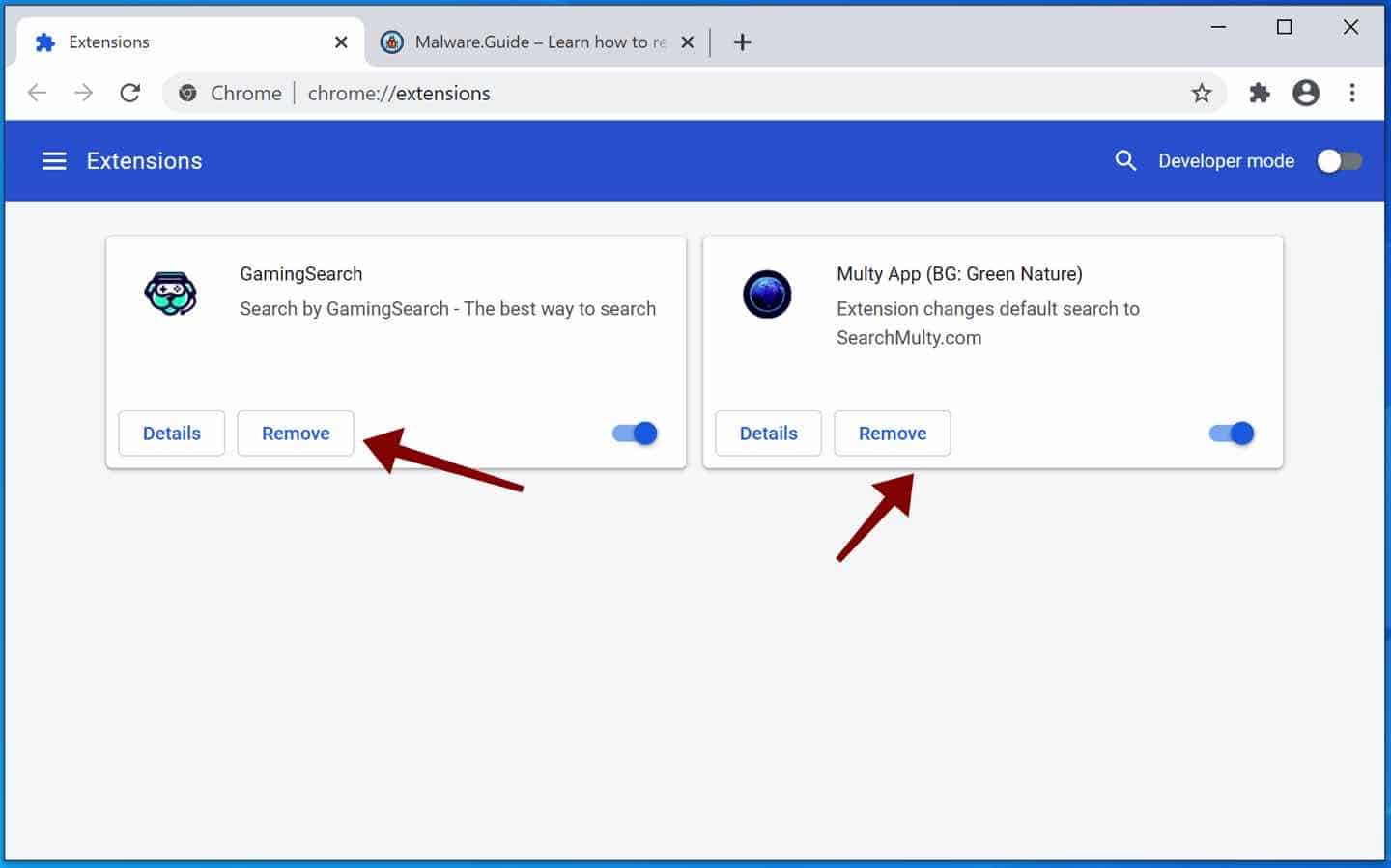 Entfernen Sie die Adware-Browsererweiterung Google Chrome