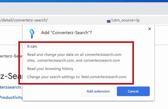Converterz-Search browser permissions
