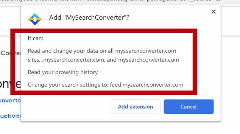MySearchConverter browser permissions