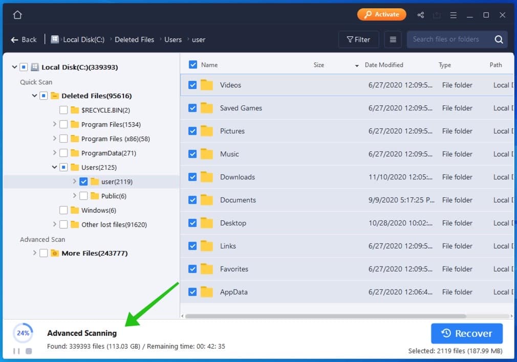 Recuperación de datos de Easeus paso 3