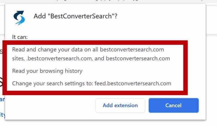 BestConverterSearch բրաուզերի թույլտվությունները