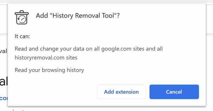 History Removal Tool browser permissions