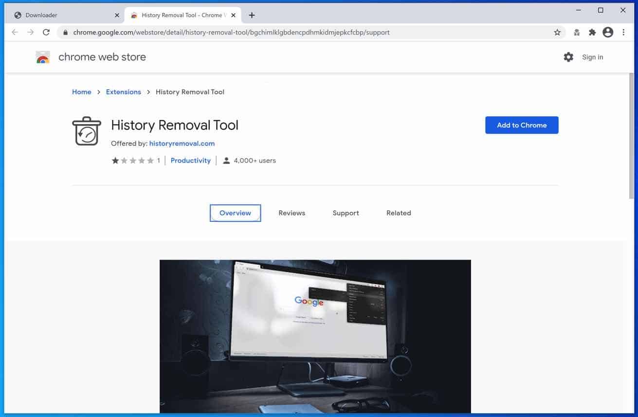 History Removal Tool extension