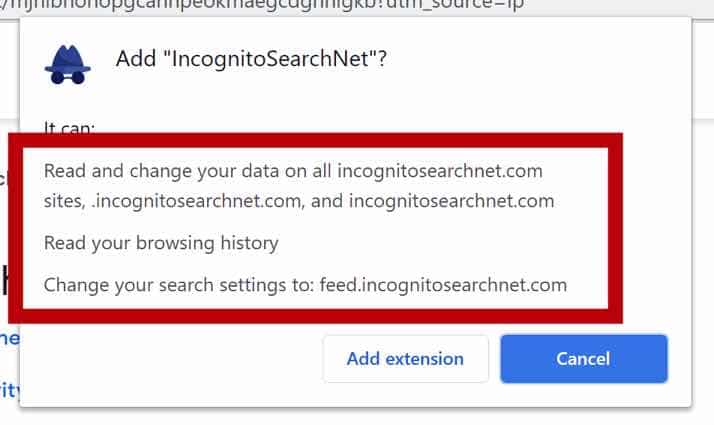 IncognitoSearchNet browser permissions