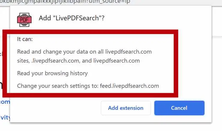 LivePDFSearch browser permissions