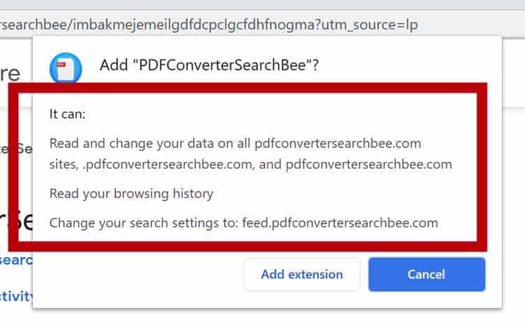 Permissões do navegador PDFConverterSearchBee