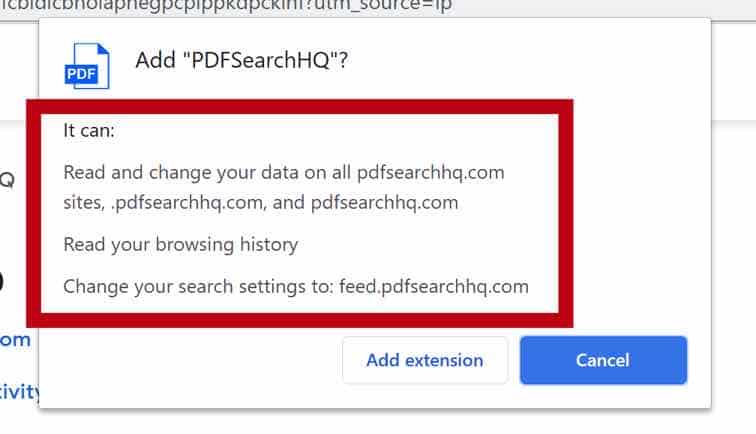 PDFSearchHQ browser permissions