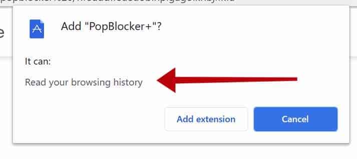PopBlocker+ browser permissions