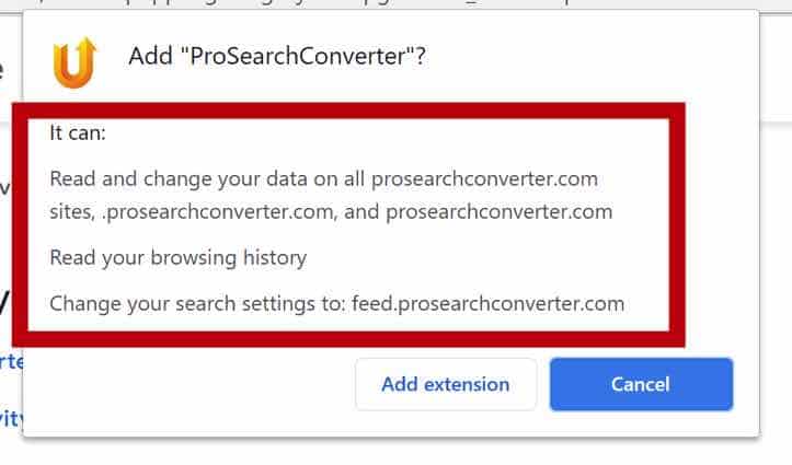 ProSearchConverter browser permissions