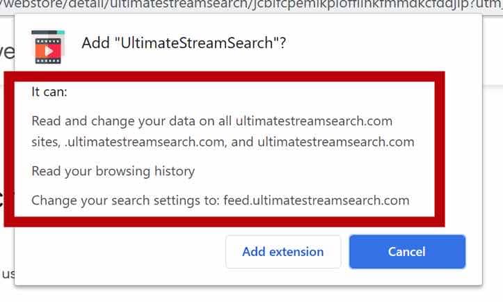 UltimateStreamSearch browser permissions