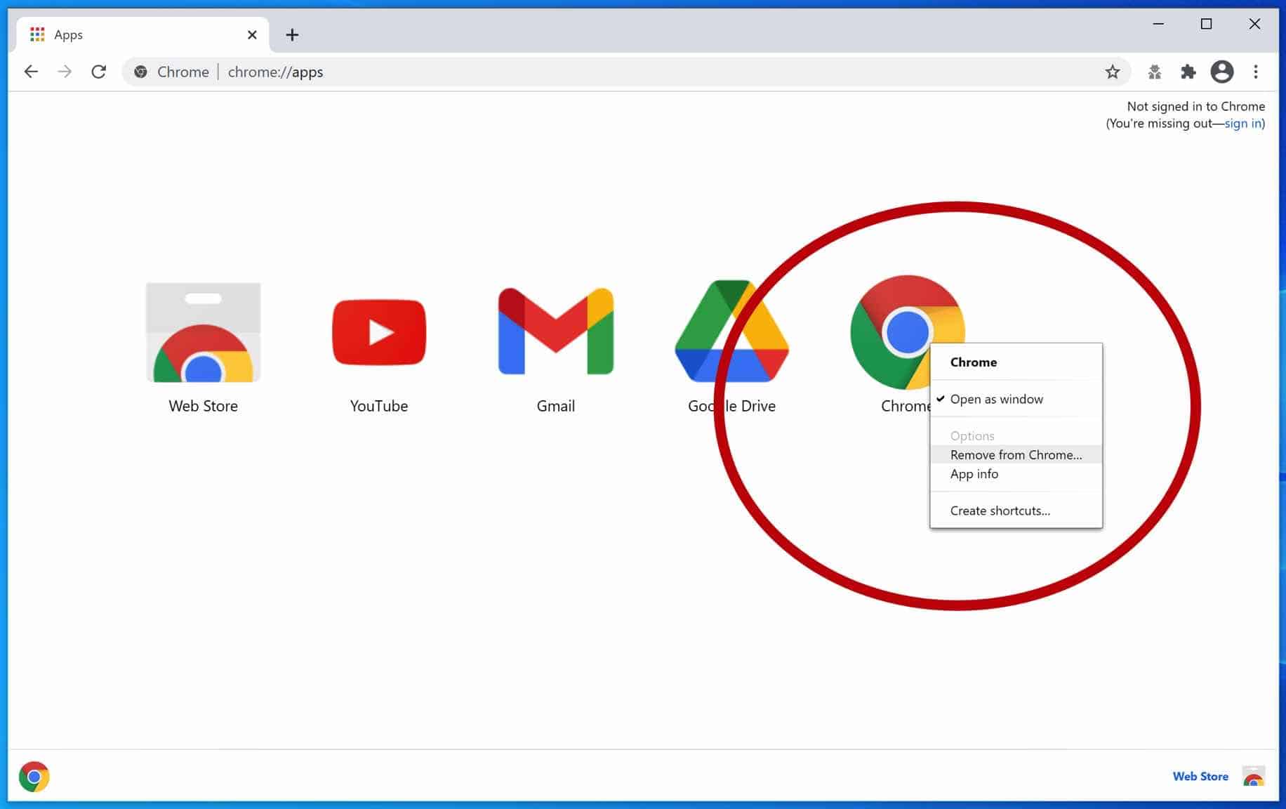 remove chrome app